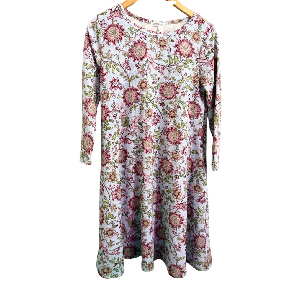Honey & Lace Floral Print‎ Long Sleeve A-Line Dress Women's Size S